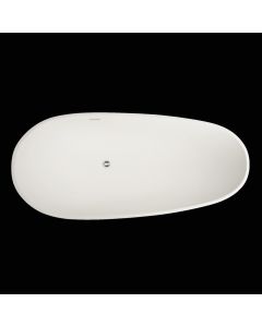 Lacava TUB04-001G Ovale Free-standing soaking bathtub made of white solid surface with an overflow and polished chrome drain, net weight 232lbs. Water capacity 87 gal.W: 70 7/8”D: 32 1/4” H: 20 1/4” in Gloss White