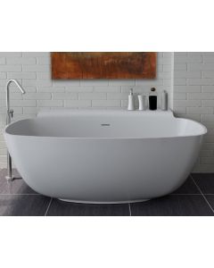 Lacava TUB07-001G Sottile Free-standing soaking bathtub made of white solid surface with an overflow, net weight 286 lbs, water capacity 61 gal. 62 1/4"W, 32 1/4"D, 23 5/8"H. in Gloss White