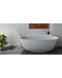 Lacava TUB07-001M Sottile Free-standing soaking bathtub made of white solid surface with an overflow, net weight 286 lbs, water capacity 61 gal. 62 1/4"W, 32 1/4"D, 23 5/8"H. in Matte White