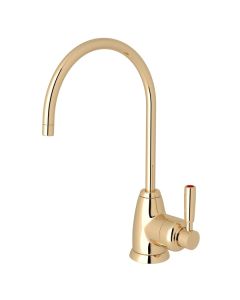 Rohl U.1347LS-EG-2 Holborn Perrin and Rowe 0.5 GPM Lever Handle Hot Water Kitchen Faucet with C-Spout in English Gold 