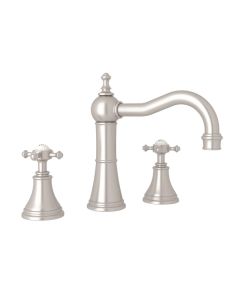 Rohl U.3724X-STN-2 Georgian Era Perrin & Rowe Column Spout Widespread Faucet in Satin Nickel