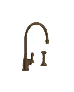 Rohl U.4702EB-2 Georgian Era Perrin & Rowe Single Lever Hole Kitchen Faucet With Sidespray in English Bronze