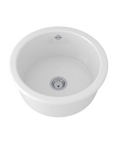 Rohl UM1807WH Lancaster Shaws Original Single Bowl Round Bar/Food Fireclay Prep Sink in White