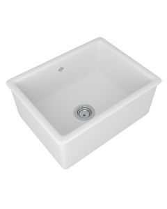 Rohl UM2318WH Shaker Shaws Classic Single Bowl Inset Or Undermount Fireclay Secondary Kitchen Laundry Sink in White