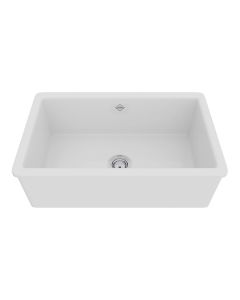 Rohl UM3018WH Shaker Shaws Classic Single Bowl Undermount Fireclay Kitchen Sink in White