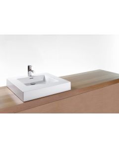 Wetstyle VC24-O-1-PC-MA Cube Collection 22" W X 24" L X 4" H, Lavatory Sink, One Hole with Polished Chrome Overflow in White Matte