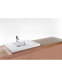 Wetstyle VCMS30-O-PC-MA Cube Collection 18" W X 30" L X 2" H Lavatory Sink, No Faucet Hole with Polished Chrome Overflow in White Matte