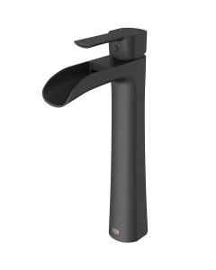 Vigo Industries VG03024MB Niko 8 Inch Single Handle Bathroom Faucet, Deck Mount Lavatory Vessel Waterfall Design With Plated Seven Layer In Matte Black