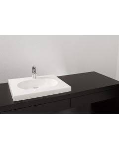 Wetstyle VOVS24-O-1-PC-GA Ove Collection 22" W X 24" L X 2" H, Lavatory Sink, One Hole with Polished Chrome Overflow in White True High Gloss
