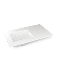 Robern TF37ULO92-1 Engineered Stone Vanity Top, 37" H X 22" W X 3/4" D, Left Offset Undercounter Sink, Quartz White, Single Hole