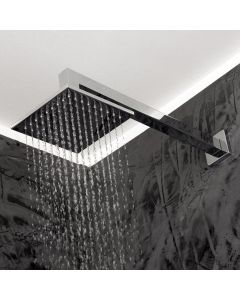 Lacava W1068-CR Waterblade Wall-mount tilting square rain shower head, 64 rubber nozzles. Arm and flange sold separately. 6"W, 6"D, 1 3/4"H in Polished Chrome