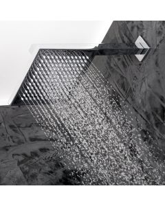 Lacava W1070-CR Waterblade Wall-mount or ceiling-mount tilting square rain shower head, 100 rubber nozzles. Arm and flange sold separately.W: 8” D: 8”H: 2 1/4” in Polished Chrome