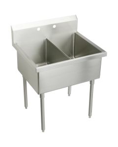Elkay WNSF82362 Weldbilt Stainless Steel 39" x 27-1/2" x 14" Floor Mount, Double Compartment Scullery Sink