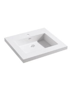 Madeli XTR2220-24-100-WH Xtr2220 24 100 Wh Xstone Top Solid Surface Rimini 24 Glossy White, No Back Splash Shelves No Faucet Hole Drilled