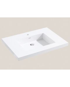 Madeli XTU1815-30-110-WH Solid Surface Rectangular Top/Basin With Overflow in Glossy White