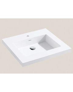 Madeli XTU2220-24-110-WH 24 Inch Solid Surface Top/Basin With Overflow in Glossy White