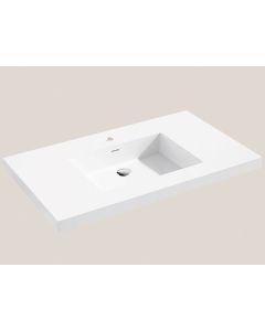 Madeli XTU2220-36-110-WH 36 Inch Solid Surface Rectangular Top/Basin With Overflow in Glossy White