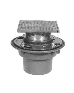 Zurn Industries ZN415-4NH-6S-P Zurn CI Floor Drain w/ 6" Sq Pol NI Adj Strainer w/ Secured Heel Proof Grate-TP