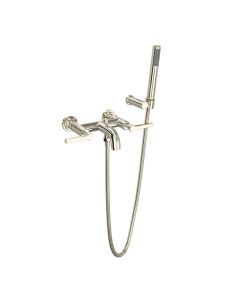 Rohl A2202LMPN Lombardia® 6 GPM Wall Mounted Exposed Tub Filler with Hand Shower and Metal Lever Handle in Polished Nickel