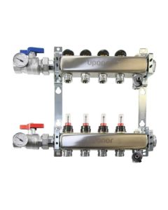 Uponor A2700402 Stainless-steel Manifold Assembly, 1" with flow meter, B&I, ball valve, 4 loops