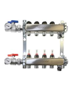 Uponor A2700802 STL 8 LP MANIF 1 W/FM & VLVStainless-steel Manifold Assembly, 1 wit