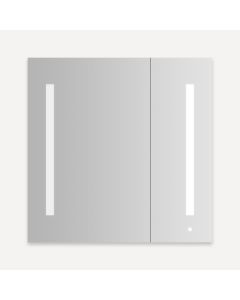 Robern AC3030D4P2L AiO Series 30" L X 30" H X 4" D Double Door Medicine Cabinet with Dimmable, Electrical Outlet, USB Charging Ports, Left Hinge