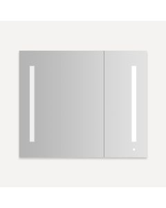 Robern AC3630D4P2L AiO Lighted Cabinet, 36" L X 30" H X 4" D, Dual Door, LUM Lighting, Cool White (4000K), Dimmable, Electrical Outlet, USB Charging Ports, Left Hinge