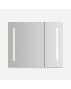Robern AC3630D4P2LW AiO Lighted Cabinet, 36" W X 30" H X 4" D, Dual Door, LUM Lighting, Warm White (2700K), Dimmable, Electrical Outlet, USB Charging Ports, Left Hinge