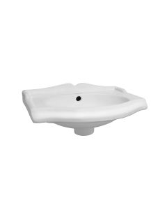 Whitehaus AR035-C Isabella 15" L X 11" W X 7" H Wall Mounted Rectangular Small Bathroom Sink with Integrated Oval Bowl and Overflow, No Hole Drill in White