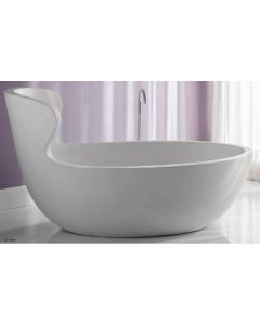 Rapsel ARN1 018 Designer Freestanding Bathtub in White Titanic Resin. Overflow and European pop-up drain included.