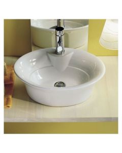Nameeks SCARABEO 8005-ONE HOLE Scarabeo ART8005 19-1/4" Ceramic Wall Mounted / Vessel Bathroom Sink with 1 Hole Drilled, White Finish