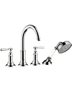 Axor 16555001 Montreux 4-Hole Roman Tub Set Trim with Lever Handles with 1.8 GPM Handshower in Chrome