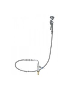 T&S Brass B-0205-60H-VB T Single Hole Deck Mount Pre-Rinse Faucet with 60" Spray Hose and Wall Hook in Polished Chrome