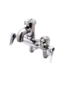 T&S Brass B-0669-RGH 14.37 GPM Wall Mounted Lever Handle Adjustable Centers Kitchen Faucet with Vacuum Breaker, Integral Stop Rough in Chrome