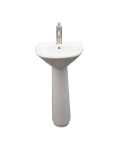 Barclay B/3-3031WH 16-1/2" W X 14-7/8" D X 33-3/4" H Vitreous China Wall Mount/Pedestal Bathroom Sink Only with Overflow in White (Faucet Sold Separately)