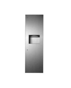 Recessed paper towel dispenser and waste receptacle - B-39003