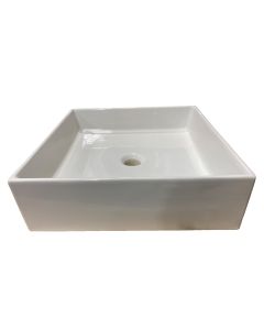 Scarabeo 8031W Teorema 18" L X 18" W X 5-3/4" H Rectangular Vessel / Above Counter Ceramic Bathroom Sink without Overflow in White