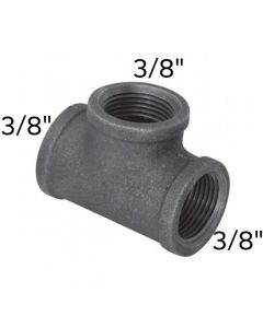 3/8" x 3/8" x 3/8" Black Malleable Tee