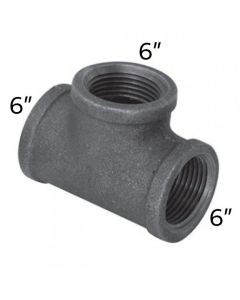 6" x 6" x 6" Black Malleable Tee