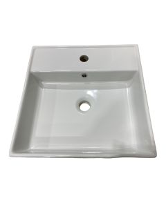 Scarabeo 8031/R 18" L X 18" W X 5-1/2" H Ceramic Above Counter or Wall Mounted Square Lavatory Sink with Overflow in White