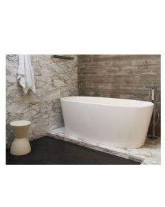 WetStyle BOV01-66-BN-COP-MA Ove Freestanding Bathtub 66.25" L  X 30" W X 24.75" H in Matte White, Built in Brushed Nickel Overflow and Drain