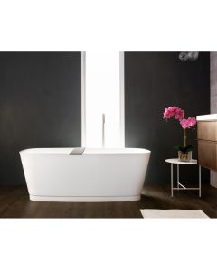 Wetstyle BST01-MBNT-MA Straight 58.94" L X 27.94" W X 21.06" H Freestanding Bathtub with Matte Black Drain - No Trim Overflow in White Matte