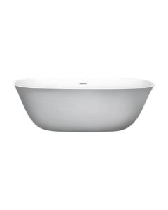 Blu Bathworks BT0402N16-01G Luna 1 Blu Stone 65'' L X 25.5'' W X 19.75'' H Freestanding Oval Bathtub with Center Drain In White Gloss