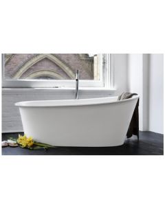 Wetstyle BTP01-R-SB-DA Tulip Bath Tub 64" L X 34" W X 25" H Freestanding Built in Satin Brass Overflow & Drain in White Dual