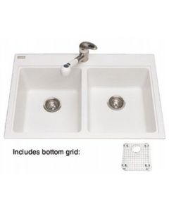 Kindred KDGLA22339HA Mythos Drop-In 33x22 Inch Double Bowl 1 Hole Self Rimming Granite Kitchen Sink In Havana Brown