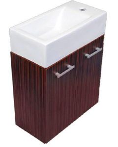Whitehaus WH114RSCB-ESPR Wall Mount Double Door Vanity Complete With A White Basin In Espresso