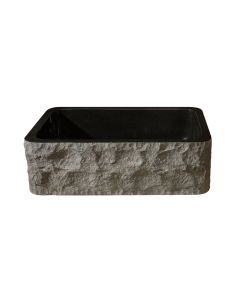 Stone Forest C04-33 BL 33" Width Farmhouse Granite Kitchen Sink with Chiseled Apron and Center Drain in Black