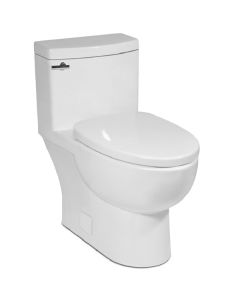 Icera C-6250.01 MALIBU II1.28 GPF Compact Elongated One Piece Toilet with Seat and Cover in Gloss White and Trip Lever in Polished Chrome