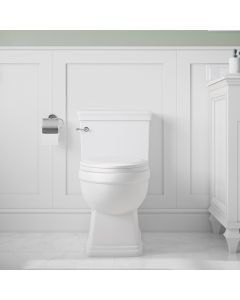 Icera C-6320.01 JULIAN SKIRTED 1.28 GPF 12" Rough-in Compact Elongated One Piece Toilet with Seat in Gloss White and Trip Lever in Polished Chrome