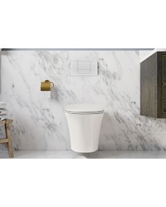 Icera C-6620.01 Muse 1.6 GPF Dual Flush Wallhung Compact-Elongated Toilet Bowl with Seat and Cover in White